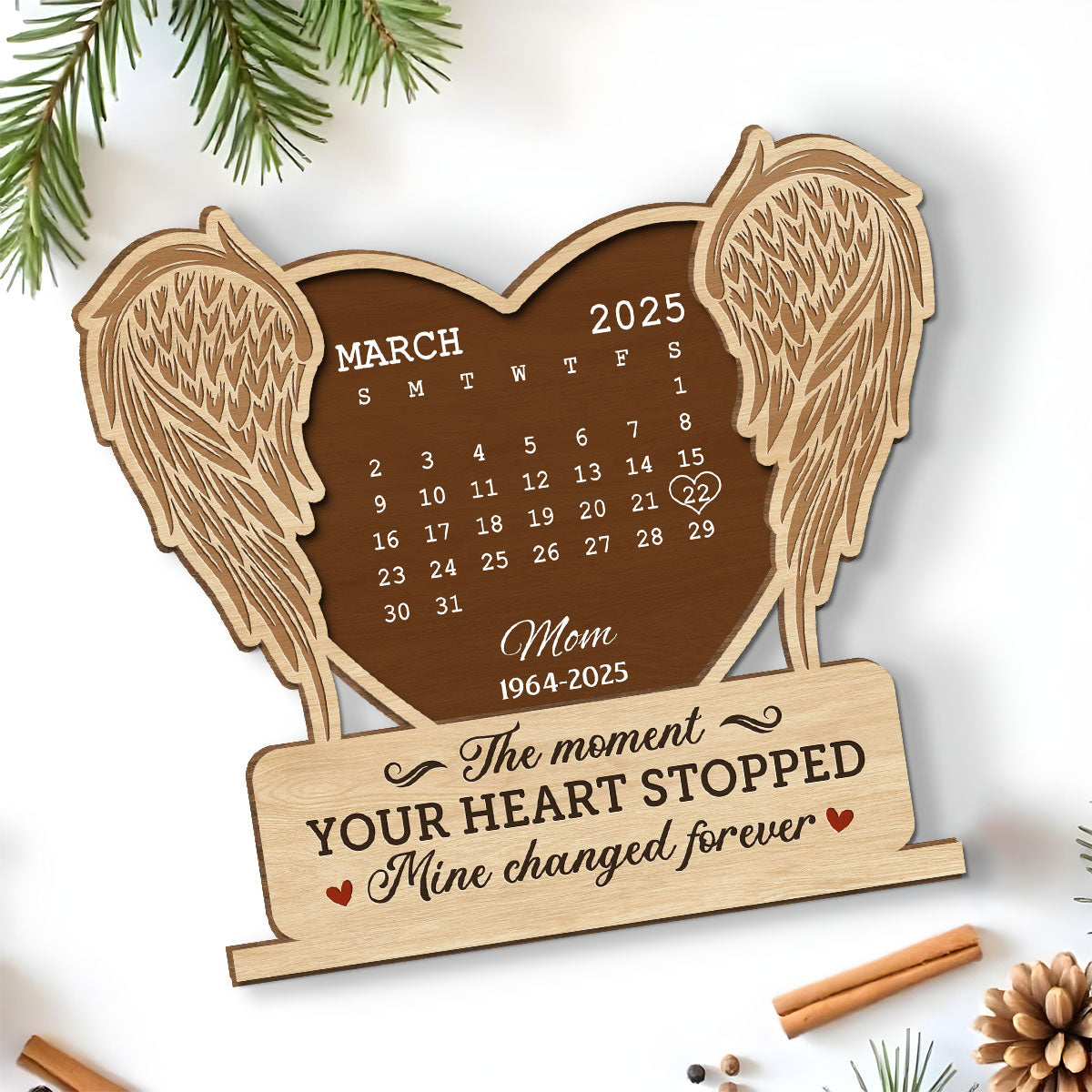 The Moment - Personalized Custom 2-Layer Wood Plaque With Flat Base
