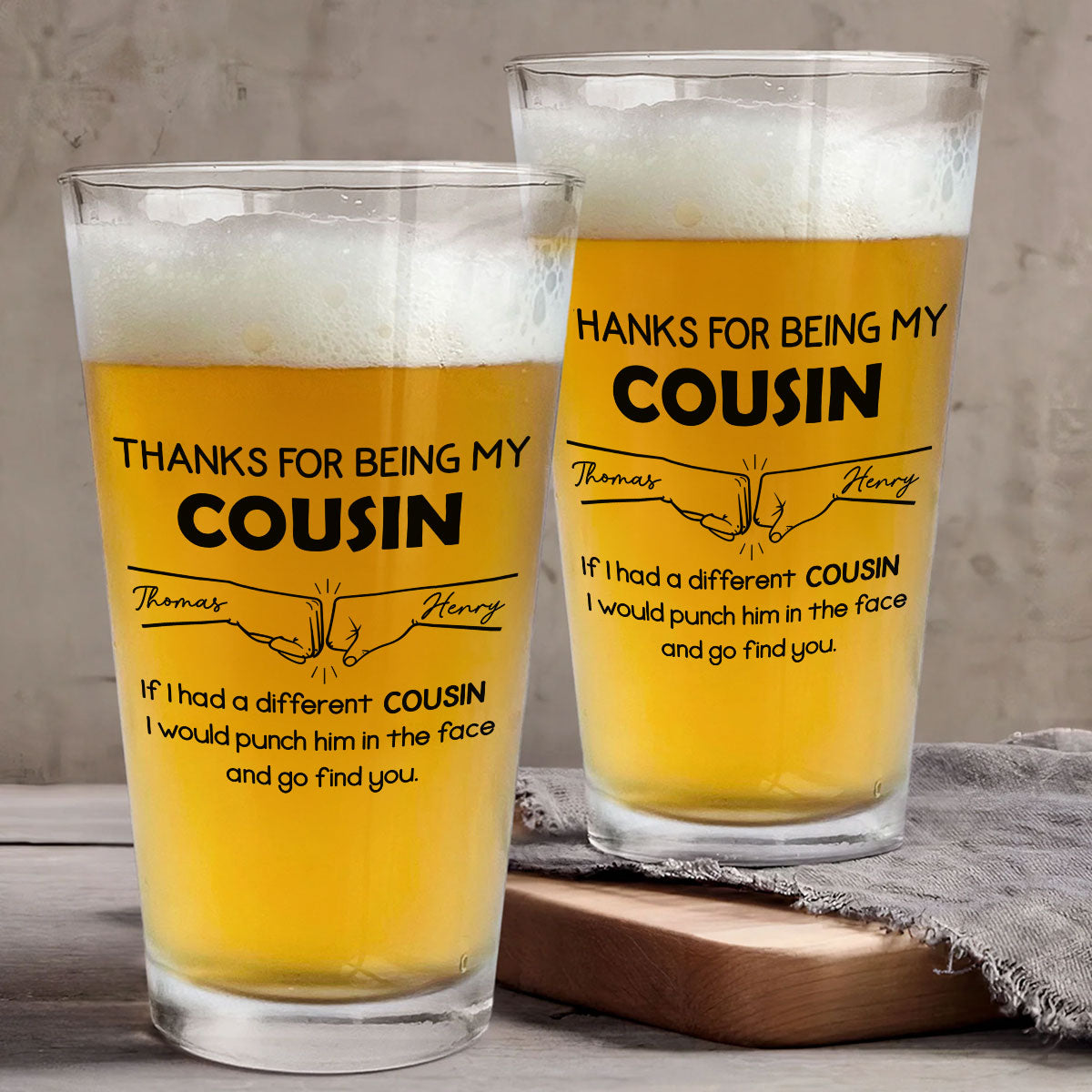 Thanks For Being My Brother - Personalized Custom Beer Glass