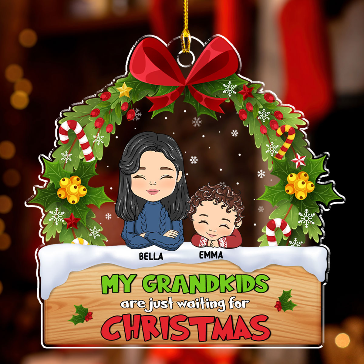 Our Grandkids Are Waiting For Christmas - Personalized Custom Acrylic Ornament