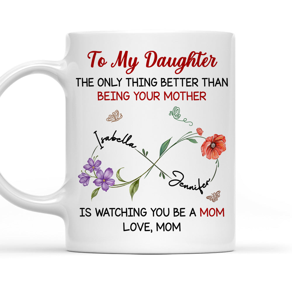 Watching You Be A Mom My Daughter - Personalized Custom Coffee Mug