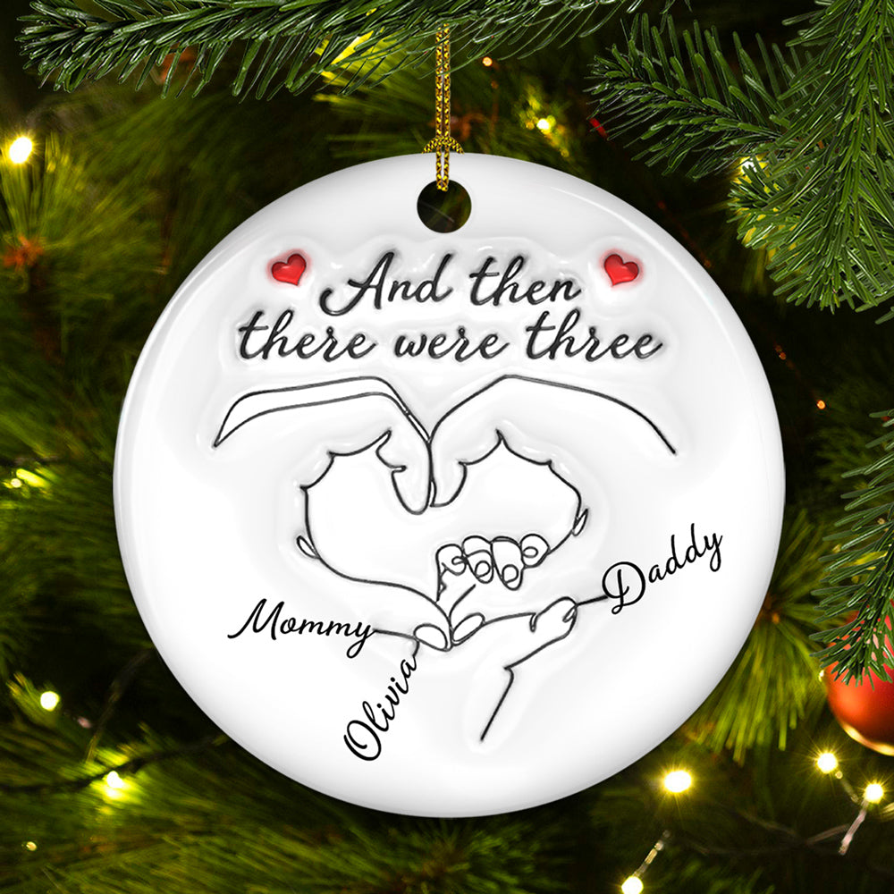 And Then There Were Three - Personalized Custom 3D Inflated Effect Ceramic Ornament