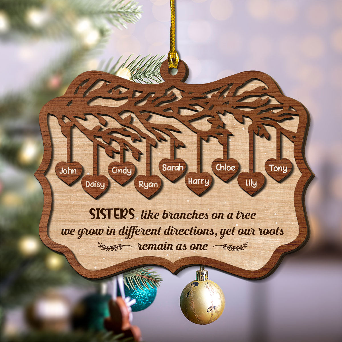 Sisters Like Branches On A Tree - Personalized Custom 2-Layered Wood Ornament