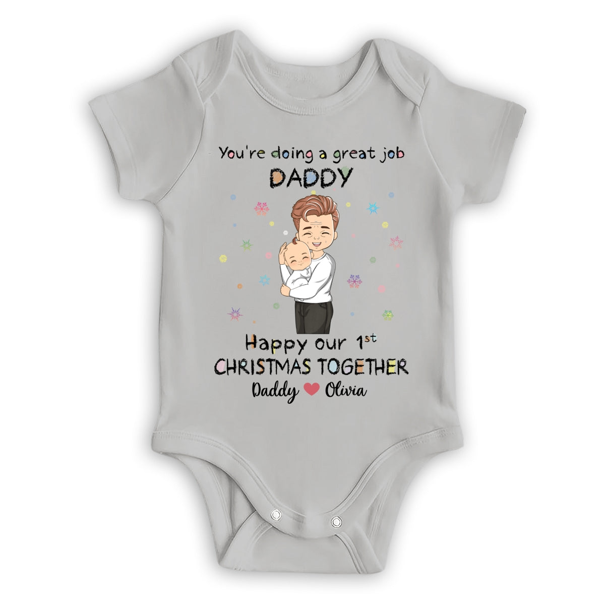 Daddy Doing A Great Job Christmas - Personalized Custom Baby Onesie