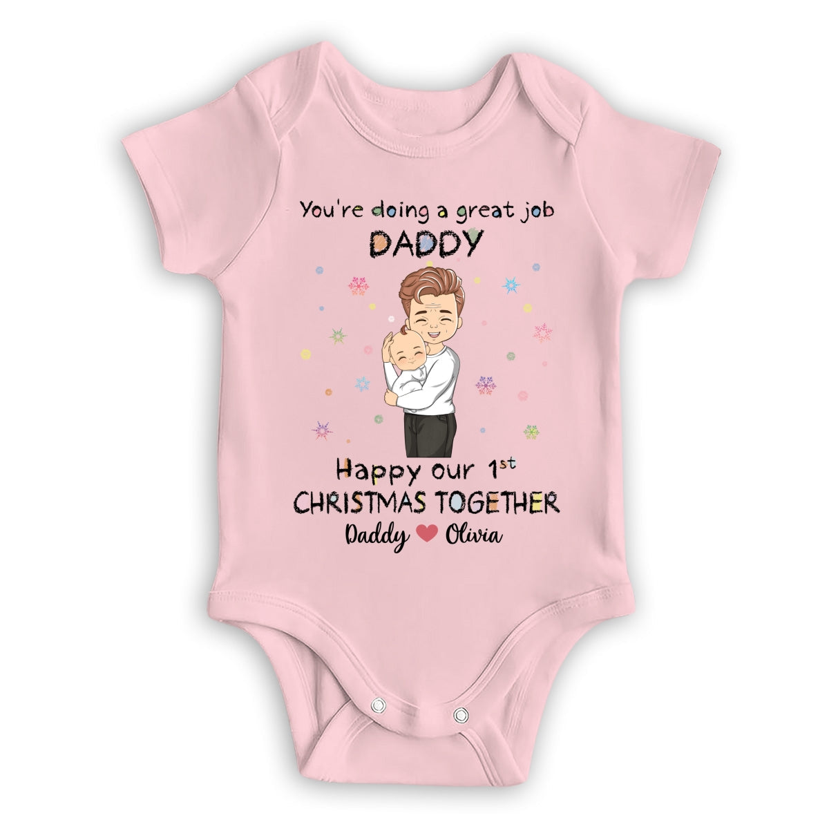 Daddy Doing A Great Job Christmas - Personalized Custom Baby Onesie
