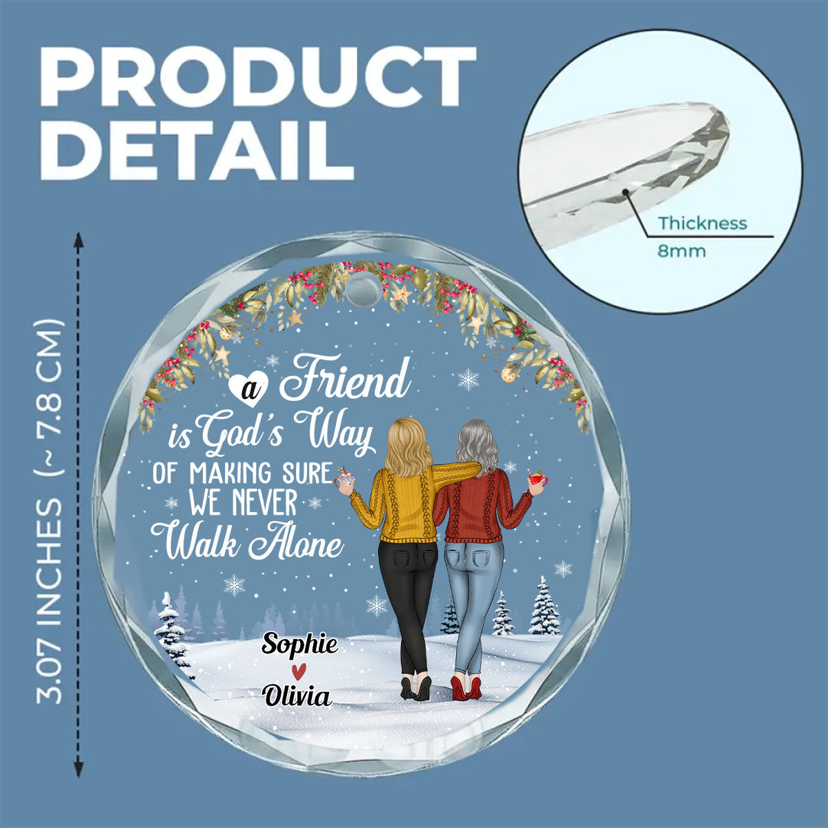 We Never Walk Alone - Personalized Custom Glass Ornament