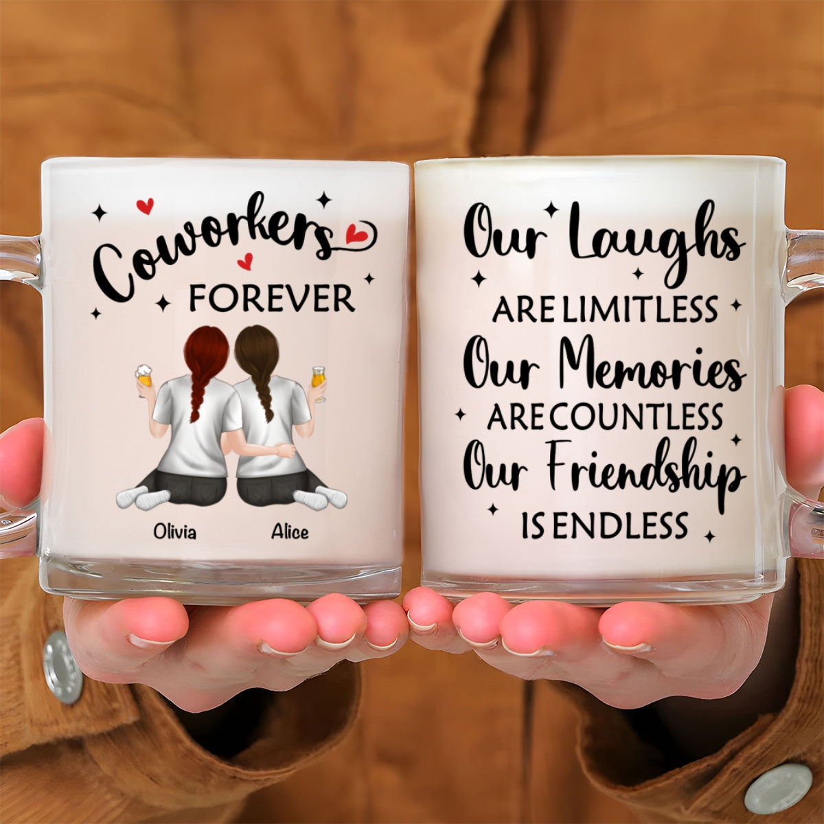 Our Friendship Is Endless - Personalized Custom Glass Mug