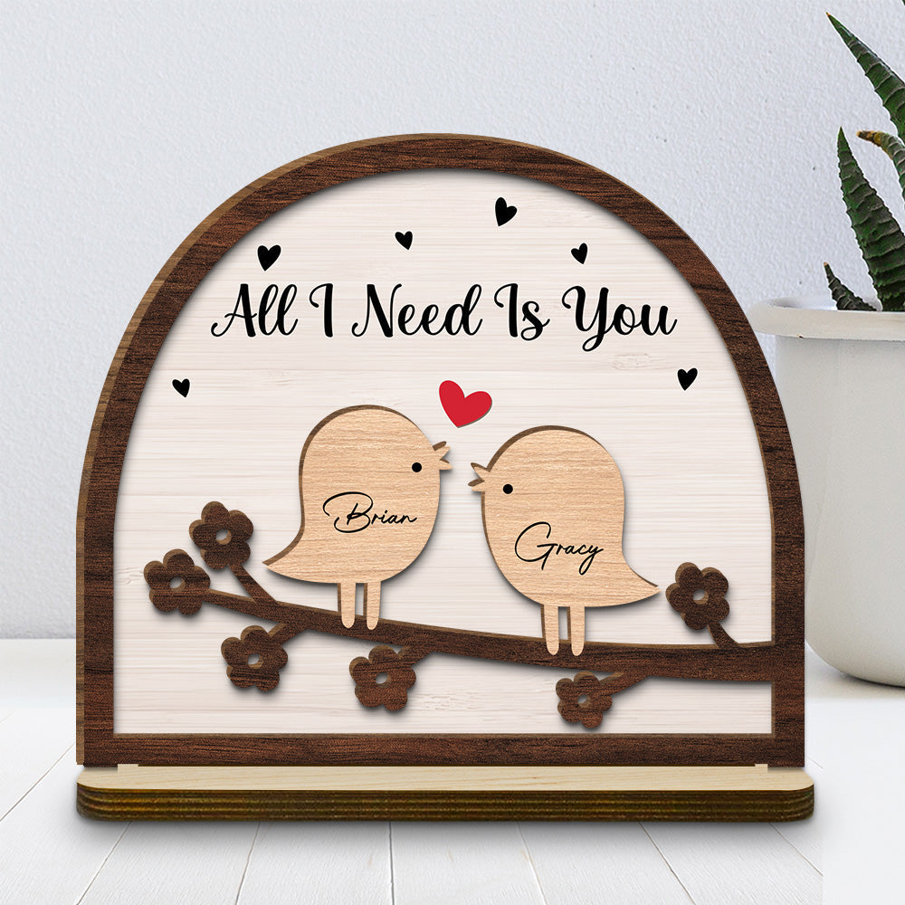 Together Is Right Where We Belong - Personalized Custom 2-Layer Wood Plaque With Flat Base