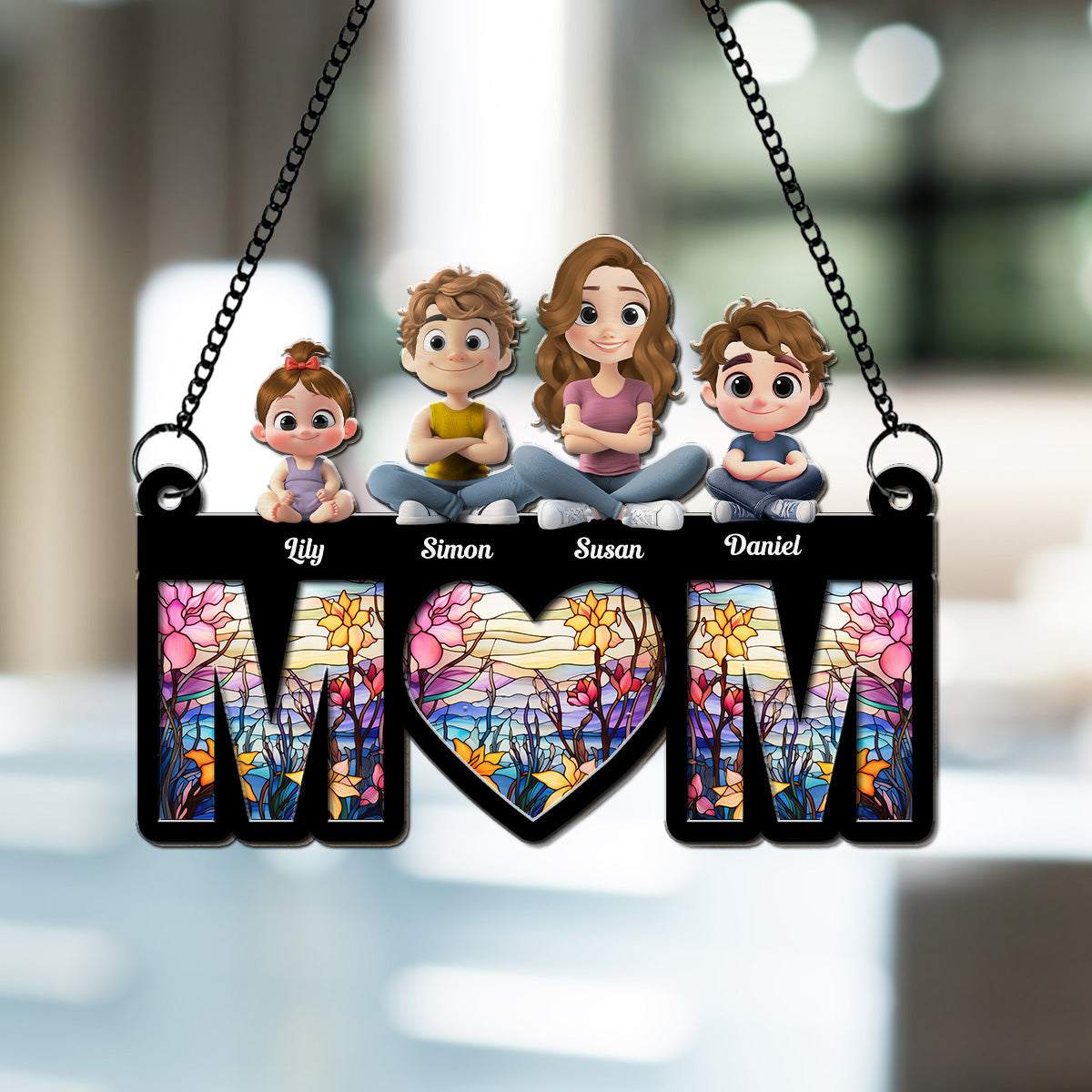 Love You Mom Grandma - Personalized Custom Suncatcher
