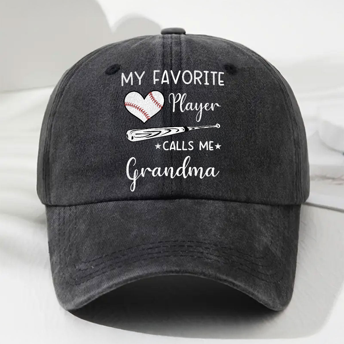 My Favorite Player Calls Me - Personalized Custom Vintage Washed Denim Cap