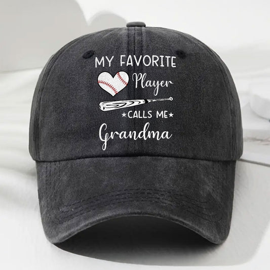 My Favorite Player Calls Me - Personalized Custom Vintage Washed Denim Cap