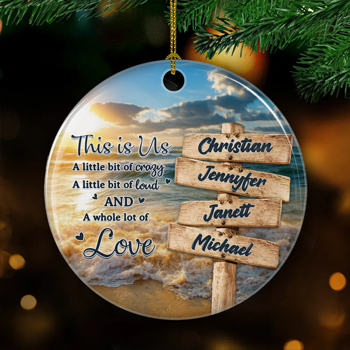 Family A Whole Lot Of Love - Personalized Custom Ceramic Ornament