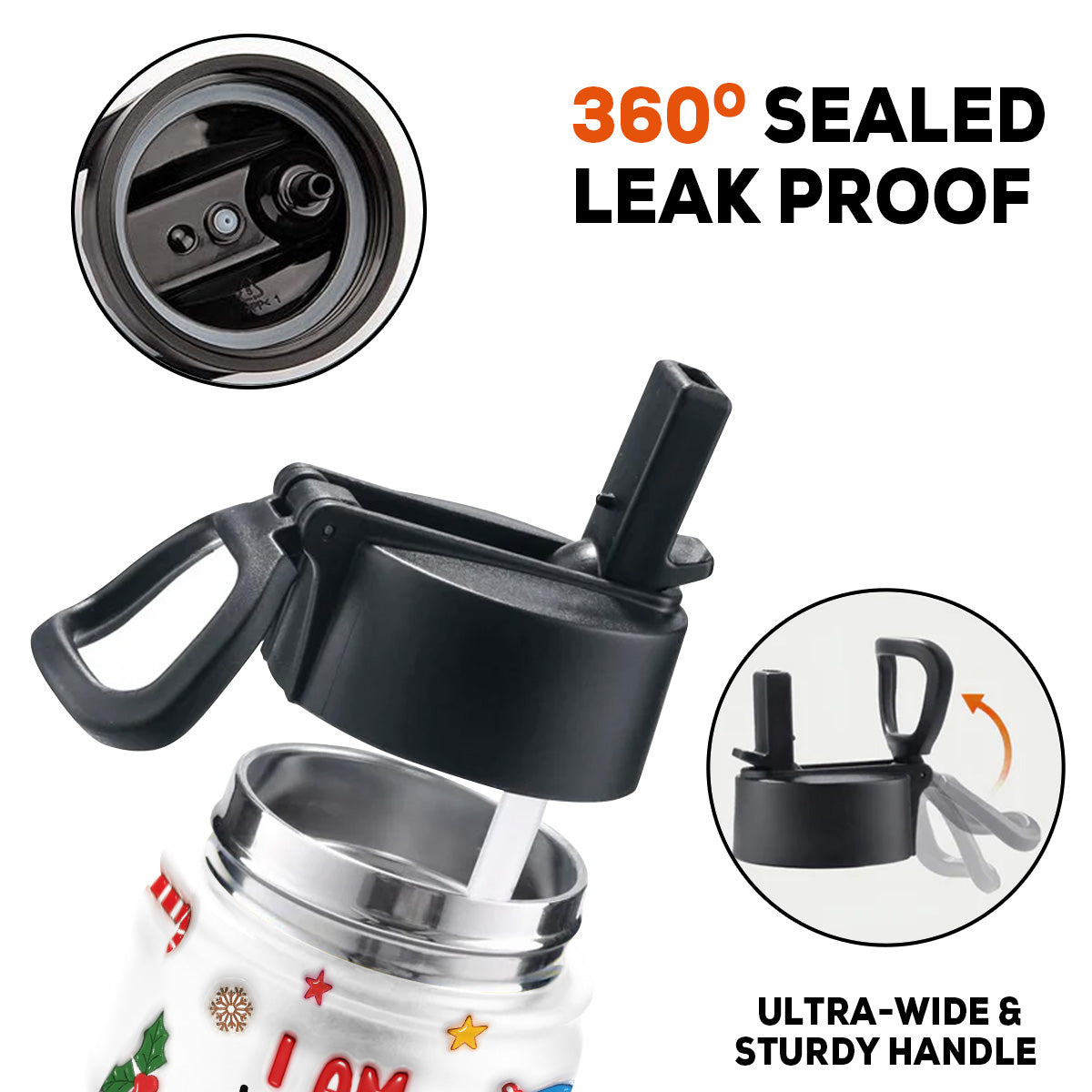 Kind Smart Loved Christmas - Personalized Custom 3D Inflated Effect Kids Water Bottle