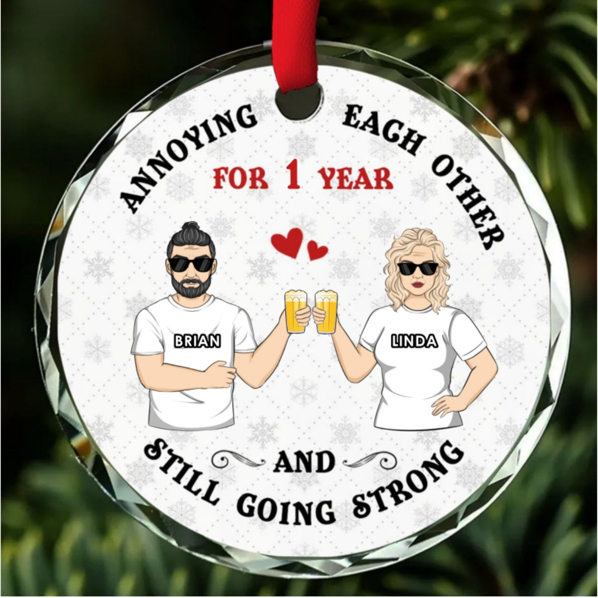 Annoying Each Other - Personalized Custom Glass Ornament