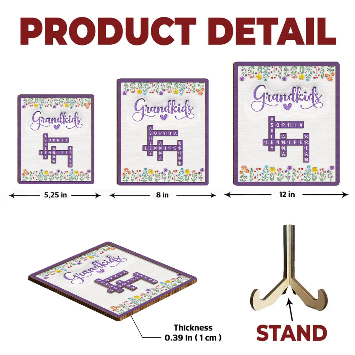 Love My Grandkids Crossword - Personalized Custom Wooden Plaque