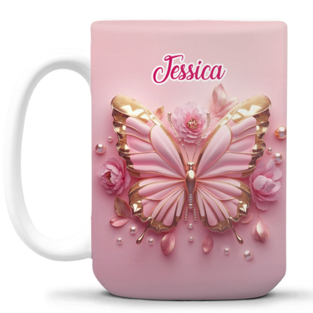 Butterfly Beautiful - Personalized Custom 3D Effect Coffee Mug
