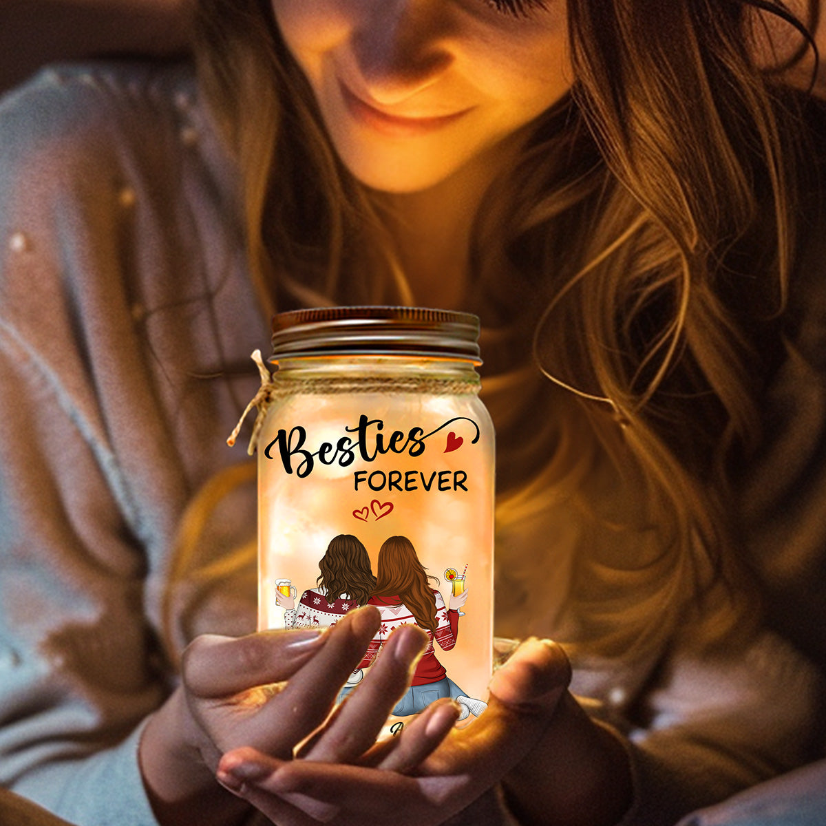 Besties Forever - Personalized Custom Mason Jar Light