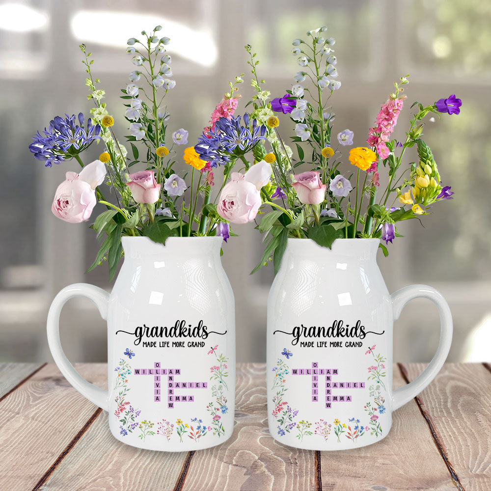 Grandkids Made Life More Grand - Personalized Custom Flower Vase