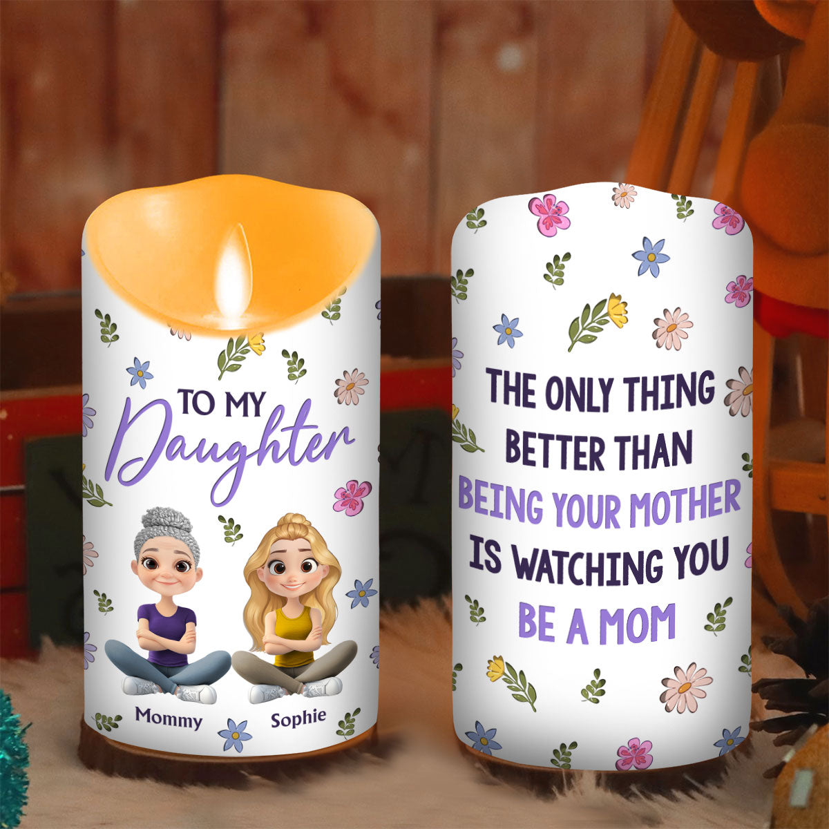 To My Daughter - Personalized Custom LED Candle