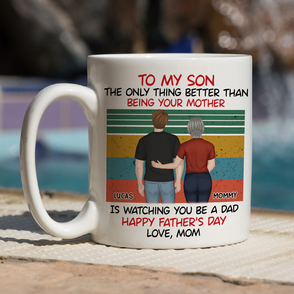 Awesome Son Better Dad Back View - Personalized Custom Coffee Mug