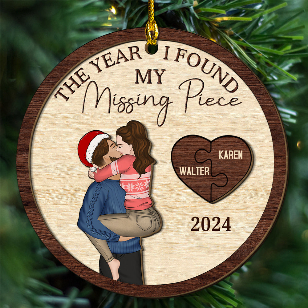 The Year I Found My Perfect Match - Personalized Custom Freeshape 2-Layered Wood Ornament