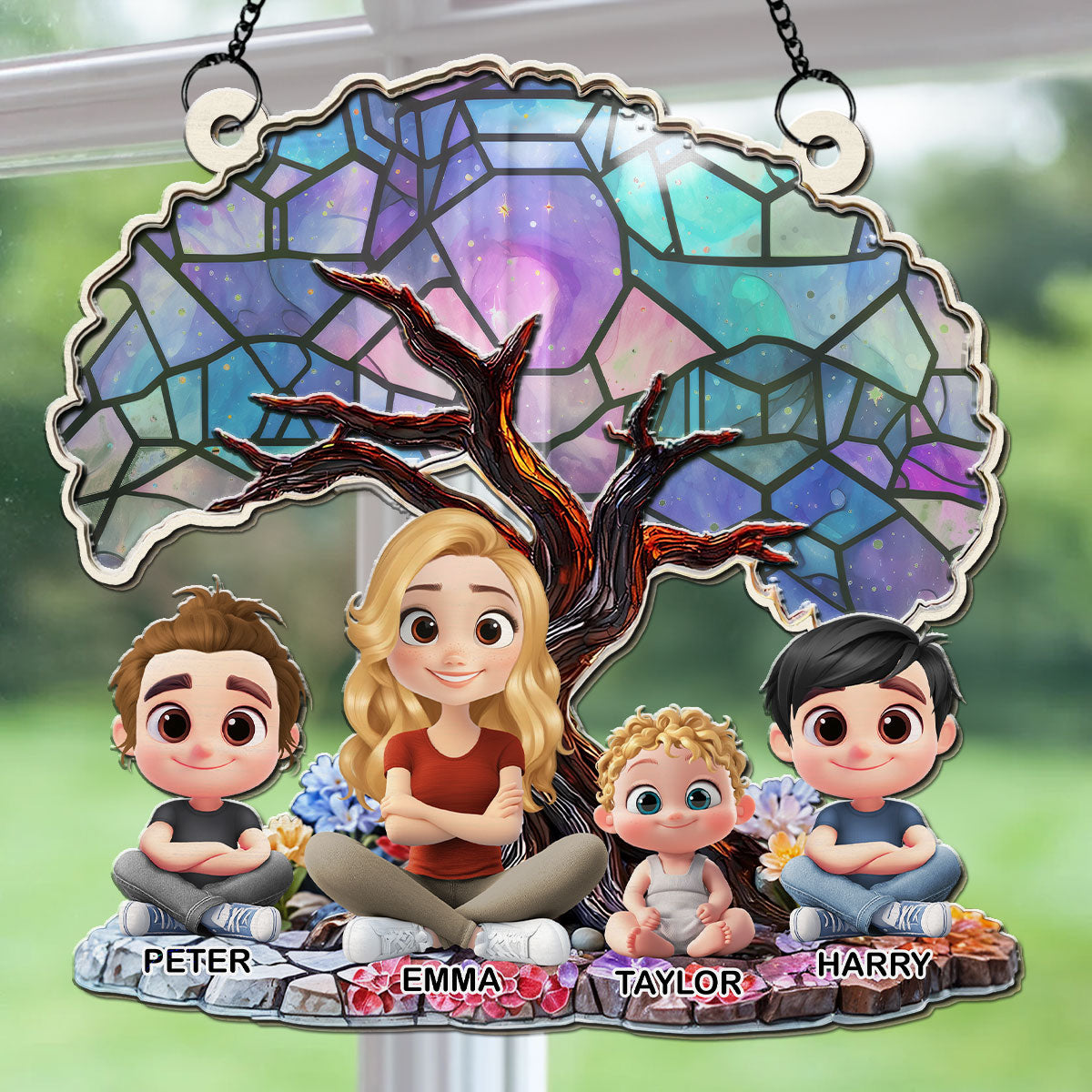 Happy Mom Of Us - Personalized Custom Suncatcher
