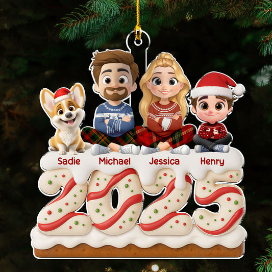 Family Christmas Tree Cake Version 2 - Personalized Custom Acrylic Ornament