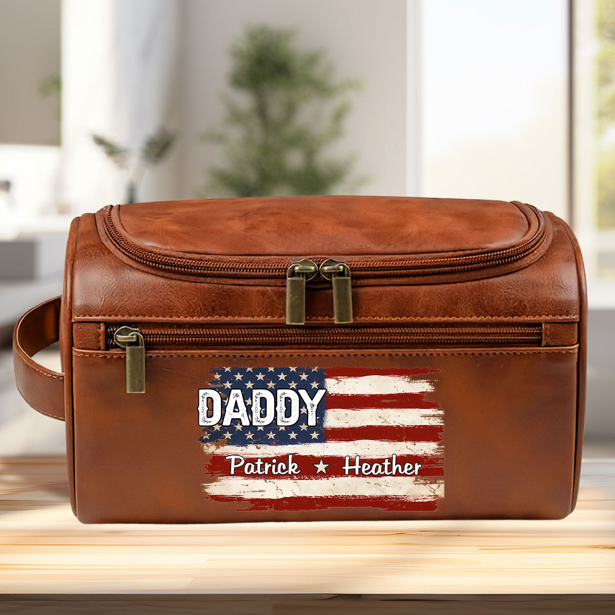 Proud To Be American - Personalized Custom Leather Toiletry Bag