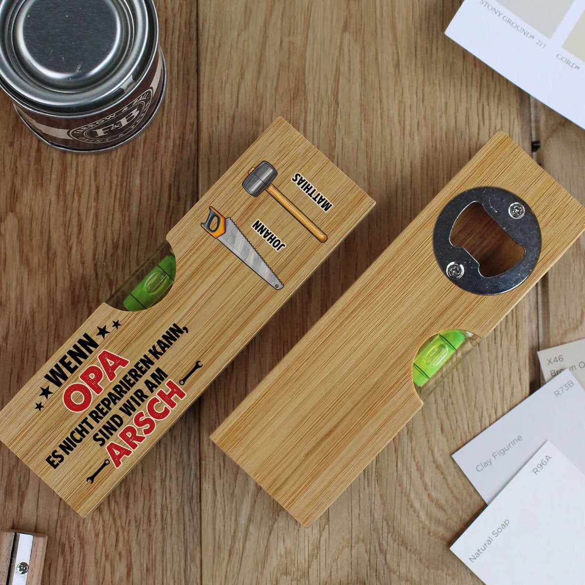 Wenn Papa Es Nicht Reparieren Kann - Personalisierte Wasserwaage Mit Flaschenöffner