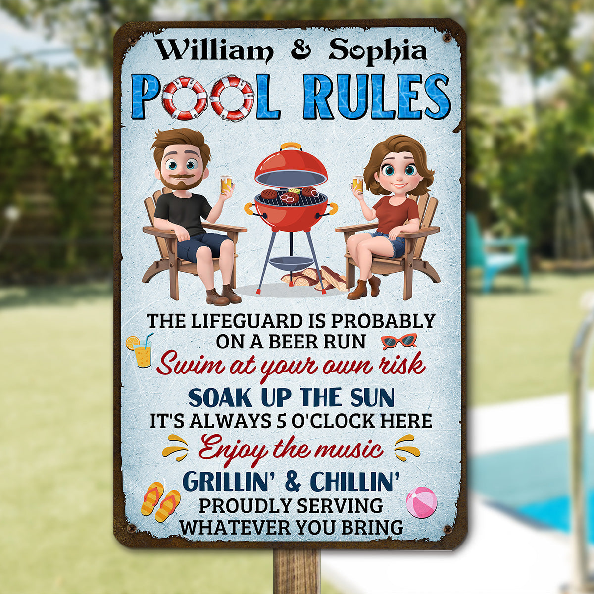 Pool Rules - Personalized Custom Metal Sign