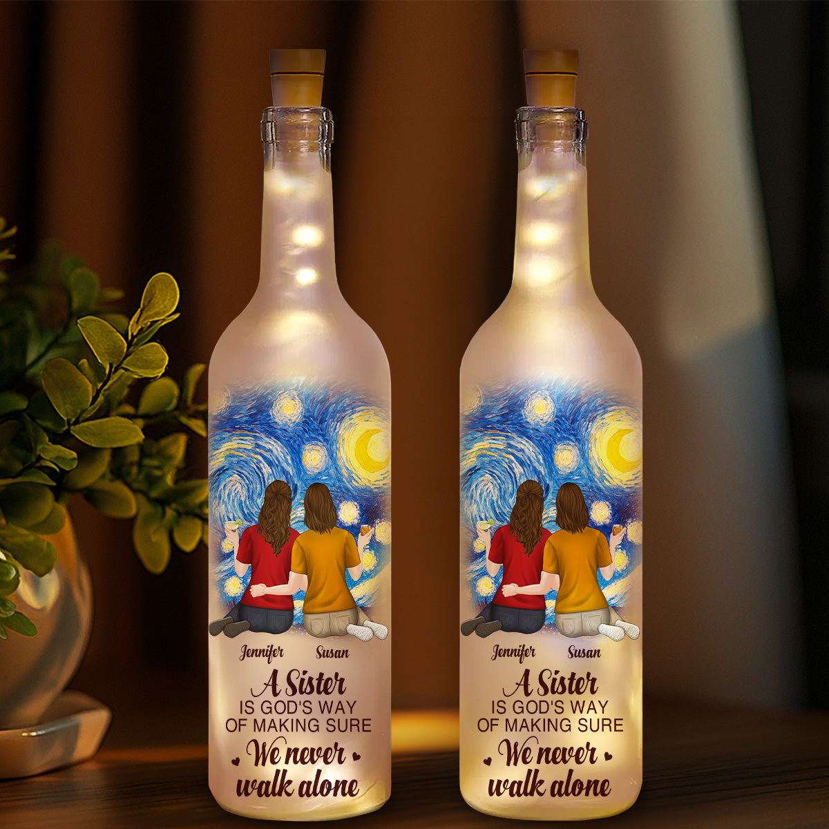 A Sister Is God Way - Personalized Custom Bottle Lamp
