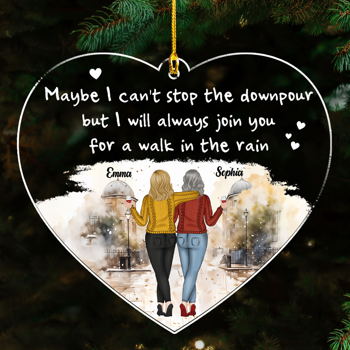 A Walk In The Rain - Personalized Custom Acrylic Ornament