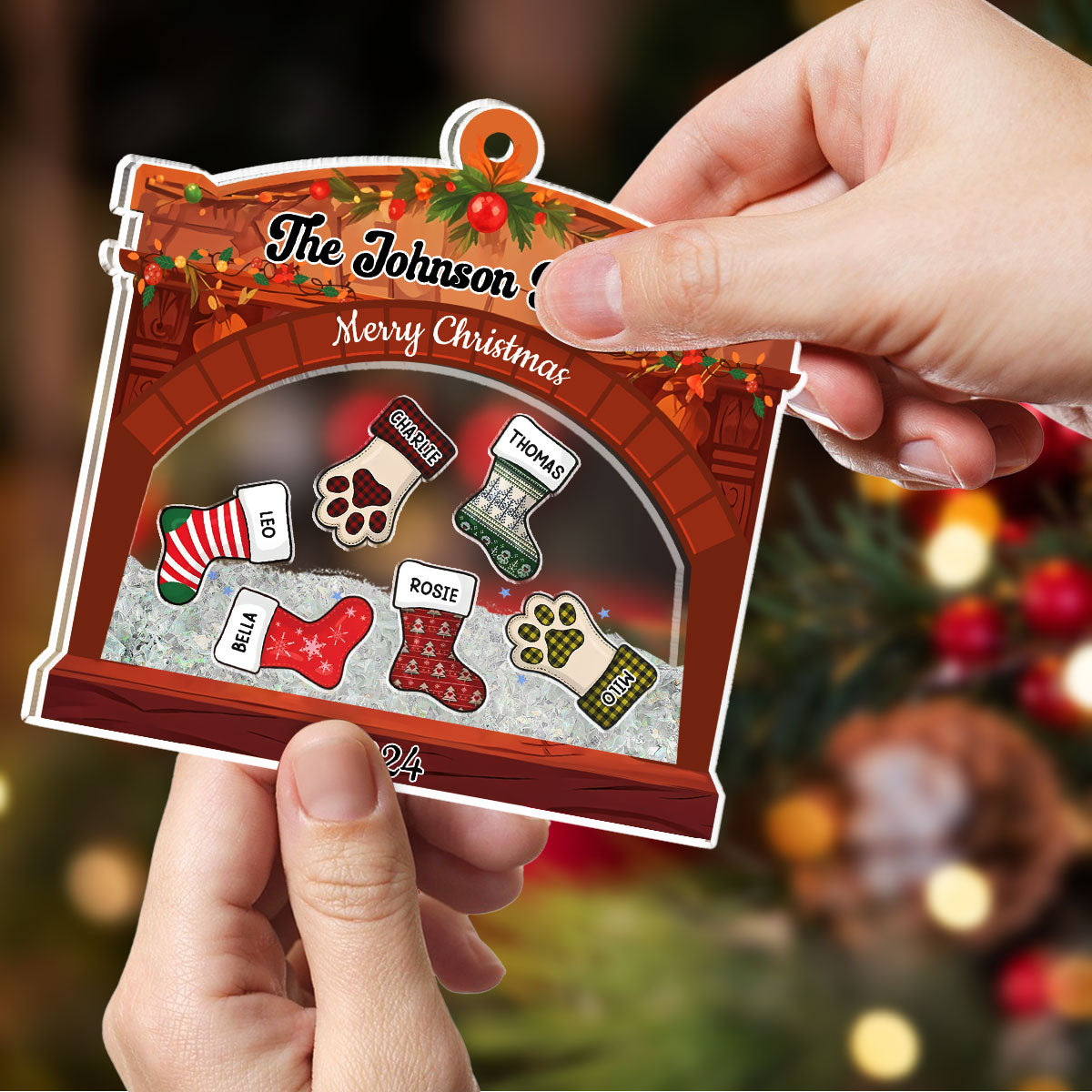 Christmas Family Stockings - Personalized Custom Acrylic Shaker Ornament