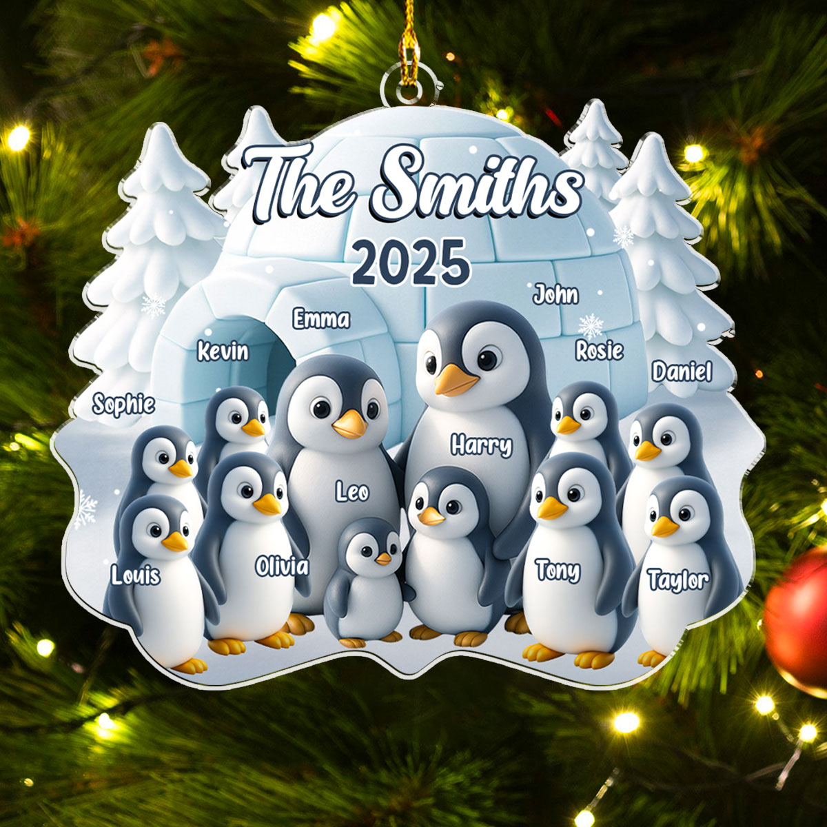 Penguin Family - Personalized Custom Acrylic Ornament