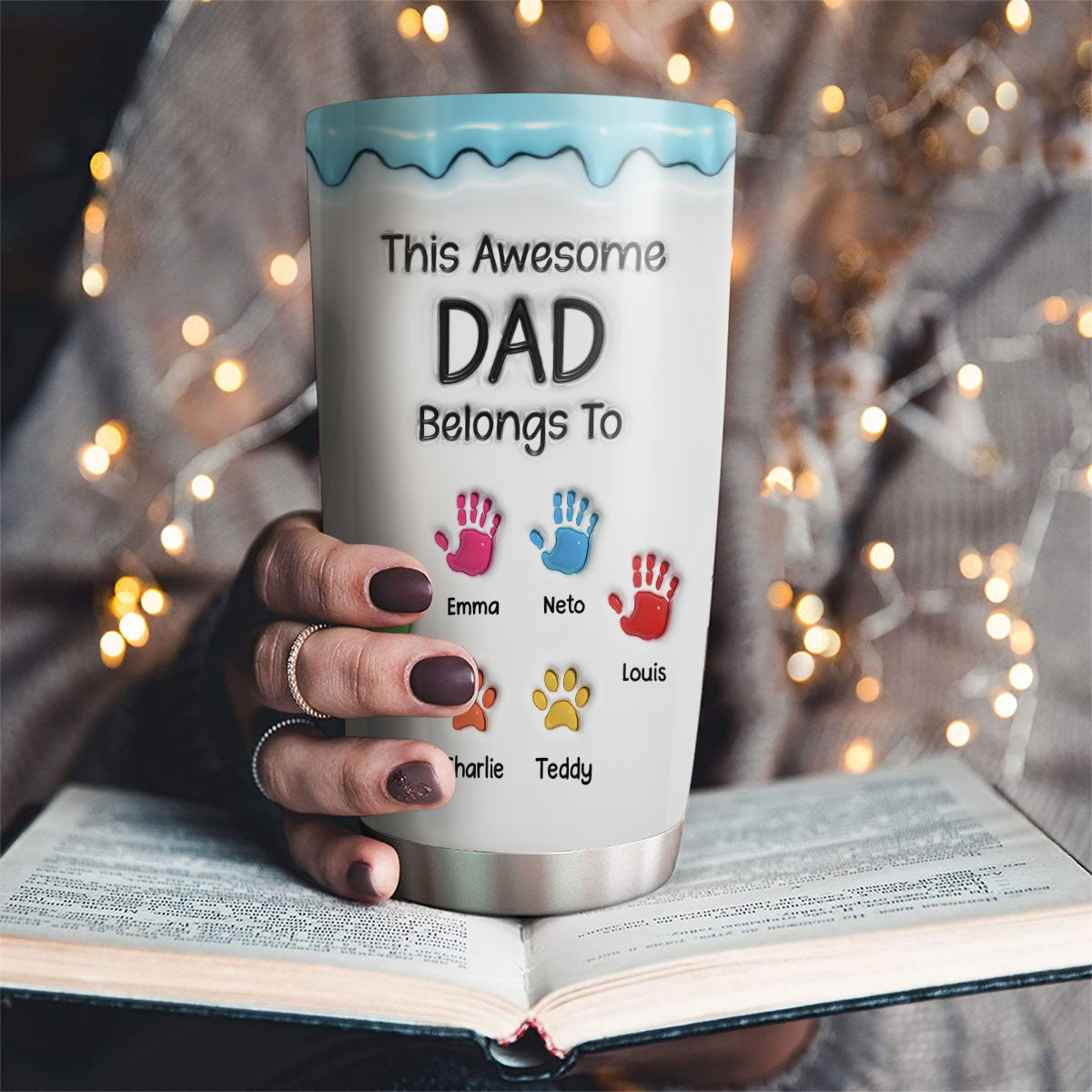 This Awesome Dad Grandpa Belongs To - Personalized Custom 3D Inflated Effect Tumbler