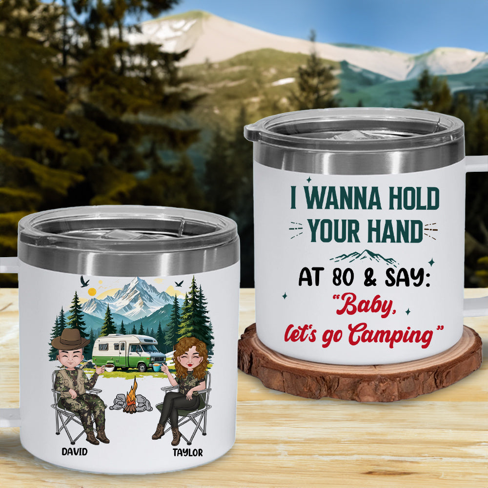 I Wanna Hold Your Hand - Personalized Custom 14oz Stainless Steel Tumbler With Handle