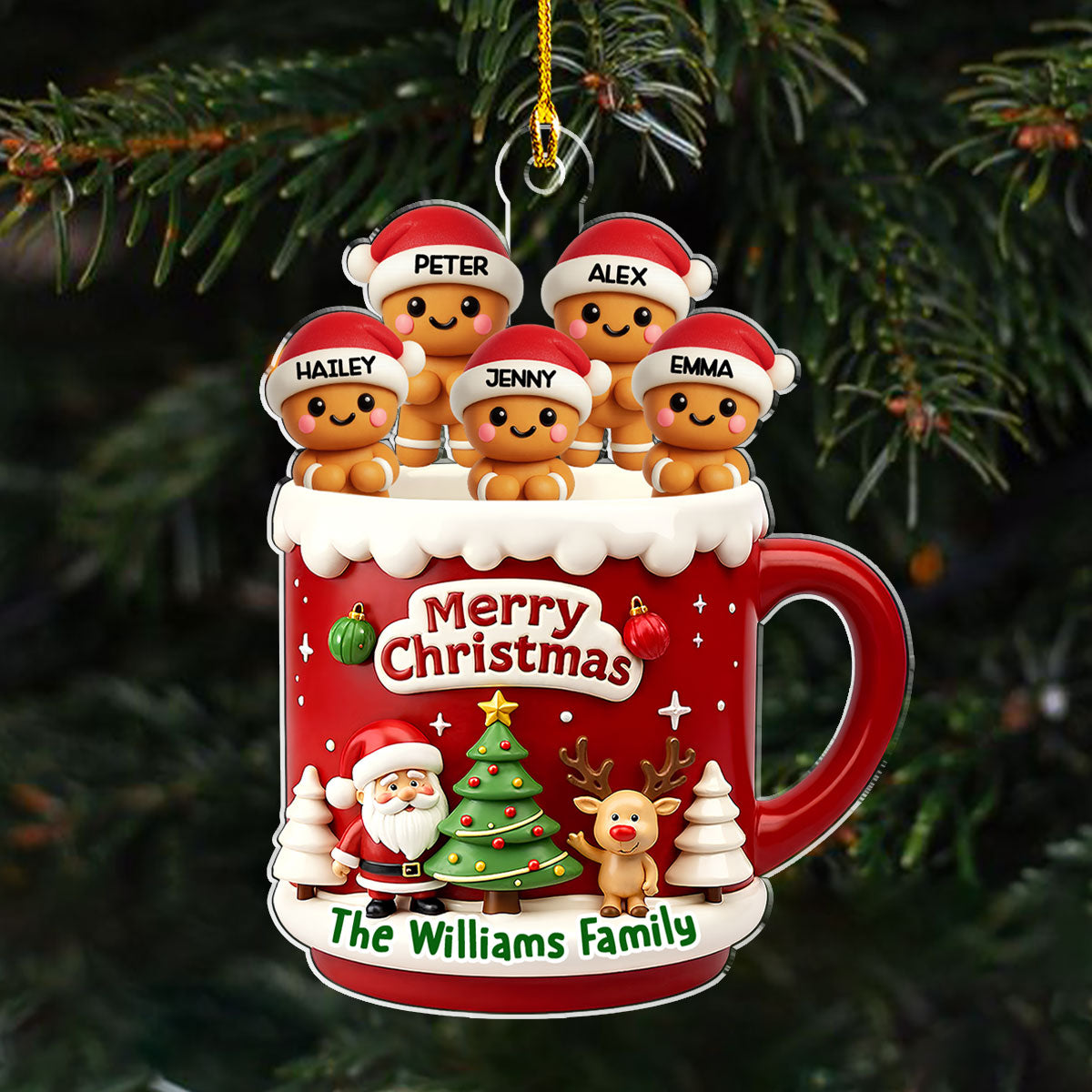 Ginger Family - Personalized Custom 3D Effect Acrylic Ornament