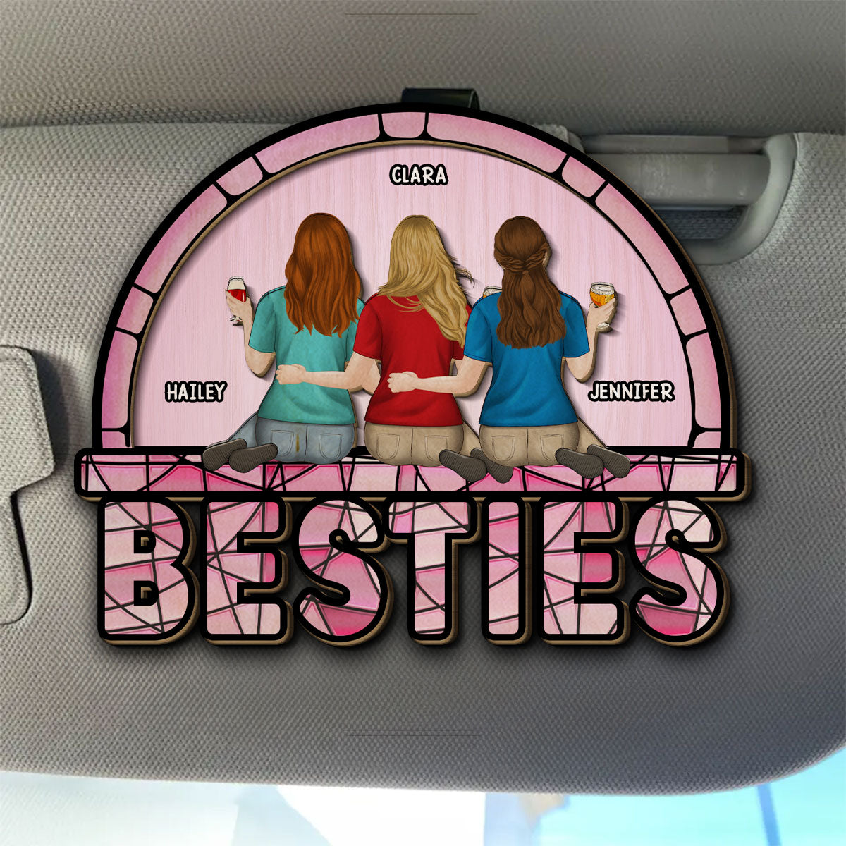 Besties - Personalized Custom Car Visor Clip