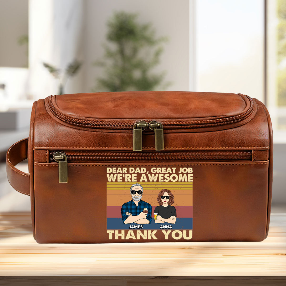 We Are Awesome - Personalized Custom Leather Toiletry Bag