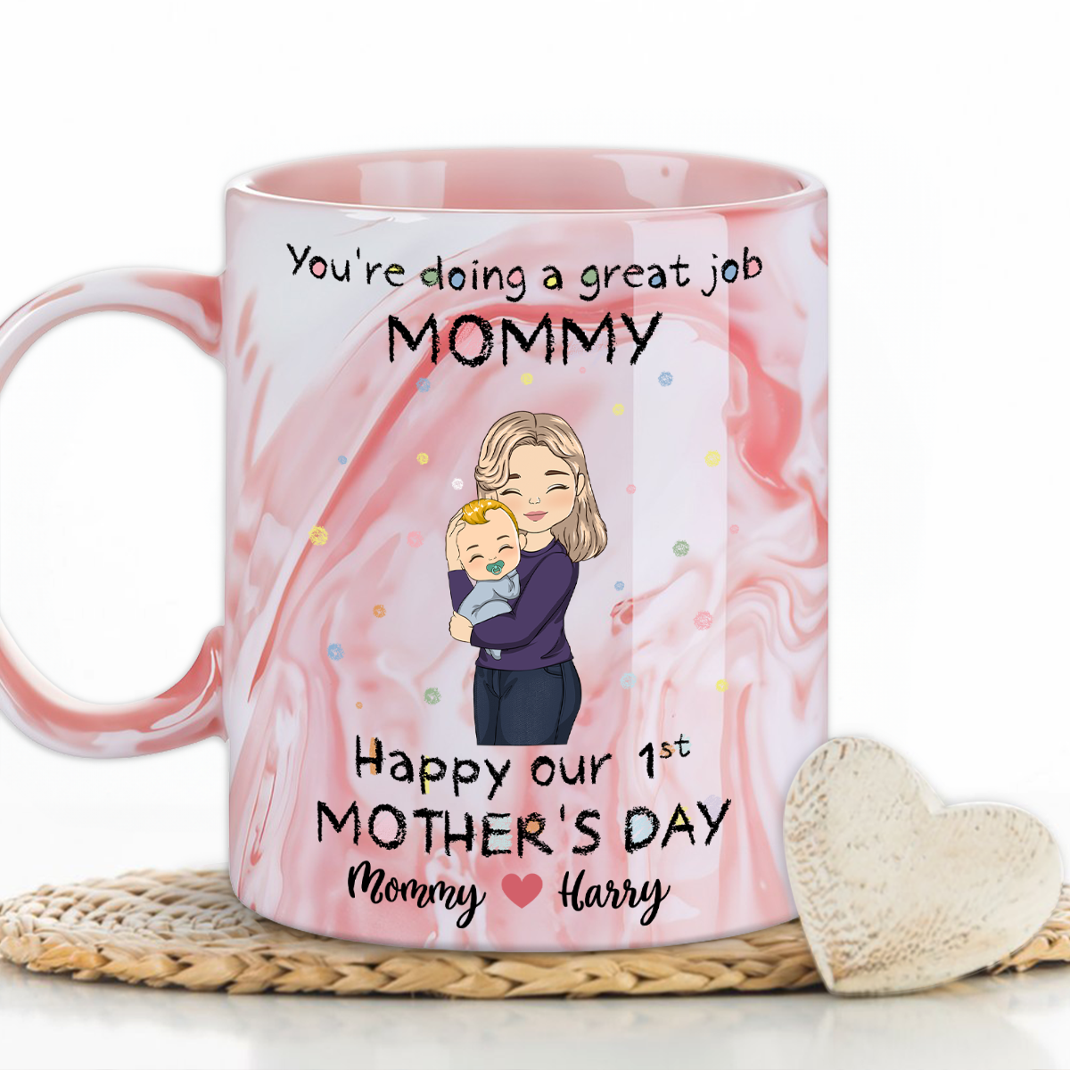 You Are Doing A Great Job - Personalized Custom Pink Marble Mug