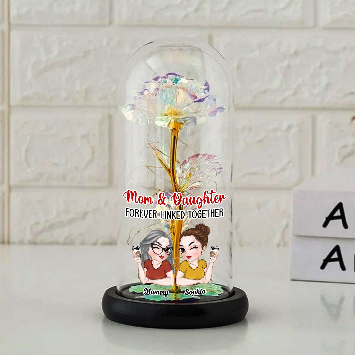 Mom And Daughter - Personalized Custom Sparkly Rose