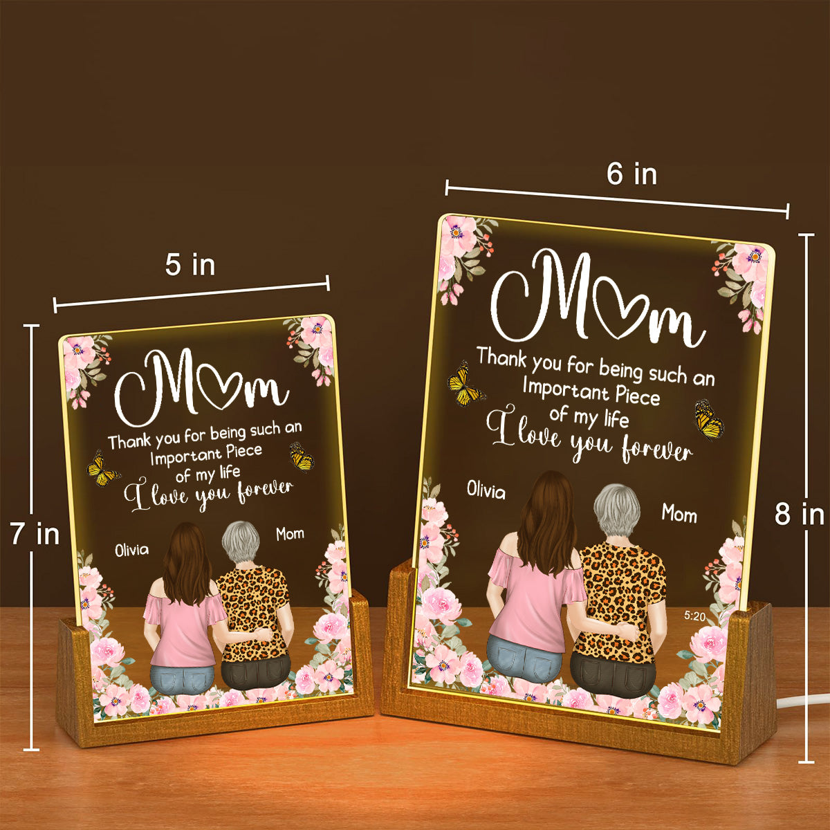 Mother And Daughter - Personalized Custom Plaque With Walnut Base