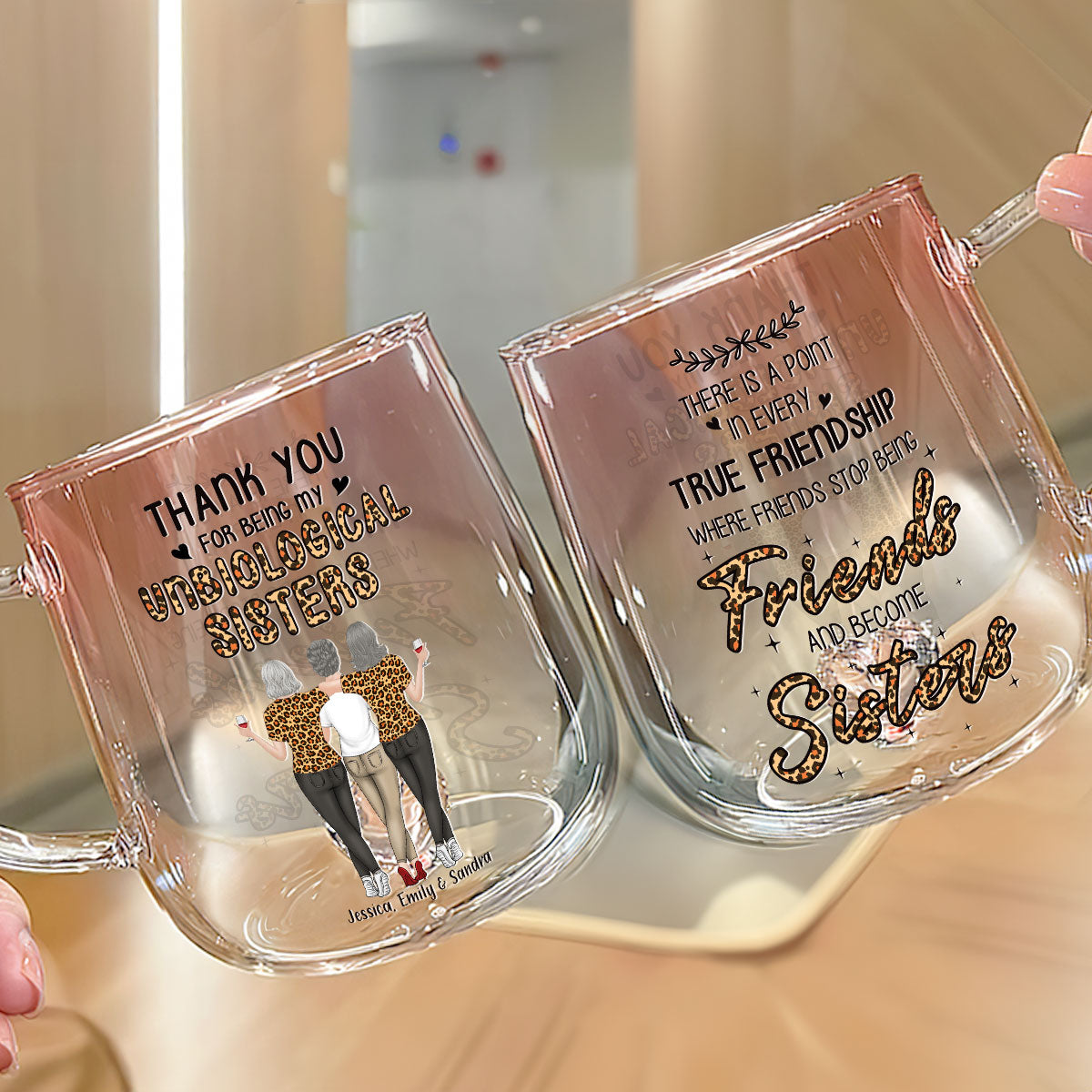 True Friendship - Personalized Custom Pink Gradient Glass Mug