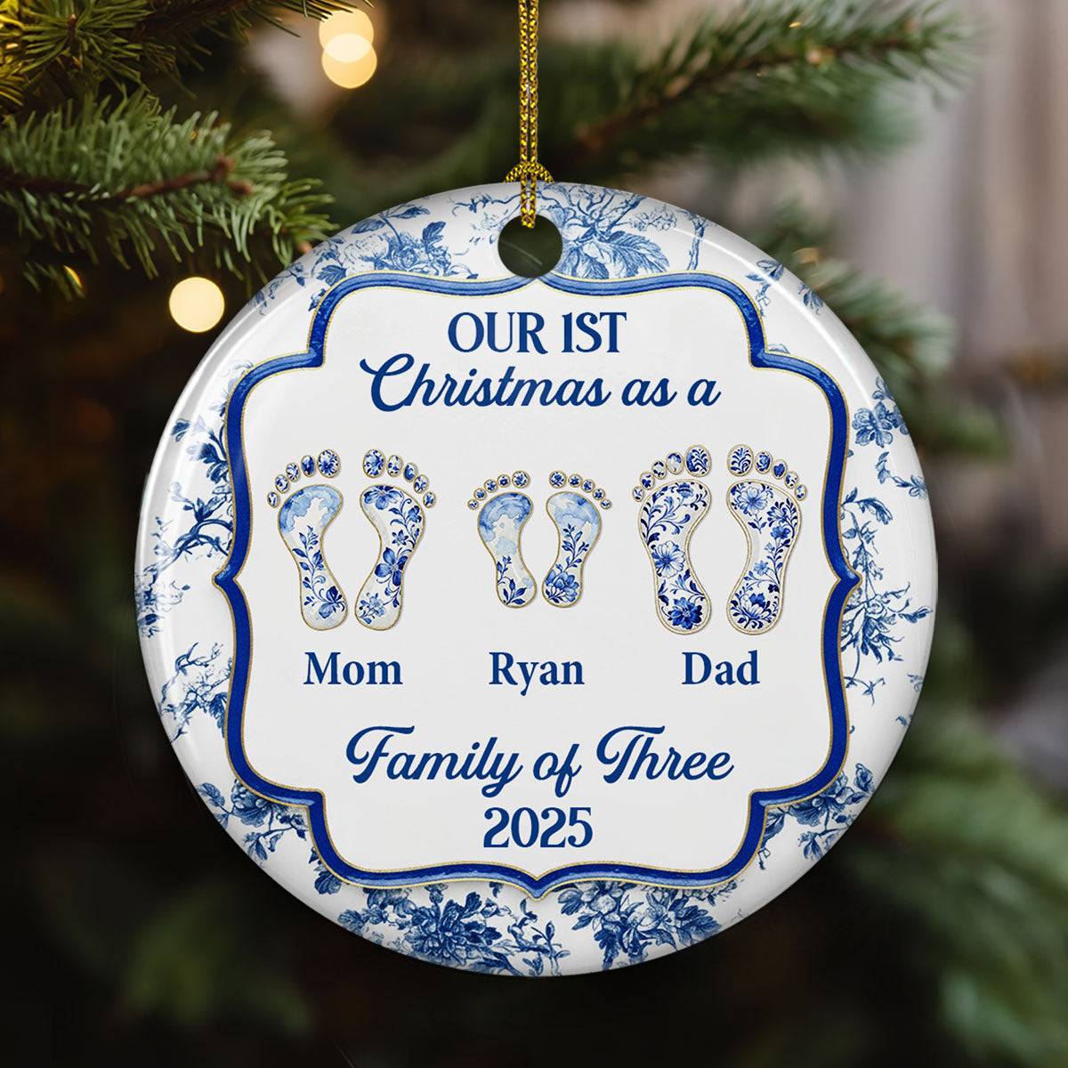 First Christmas Family - Personalized Custom Ceramic Ornament