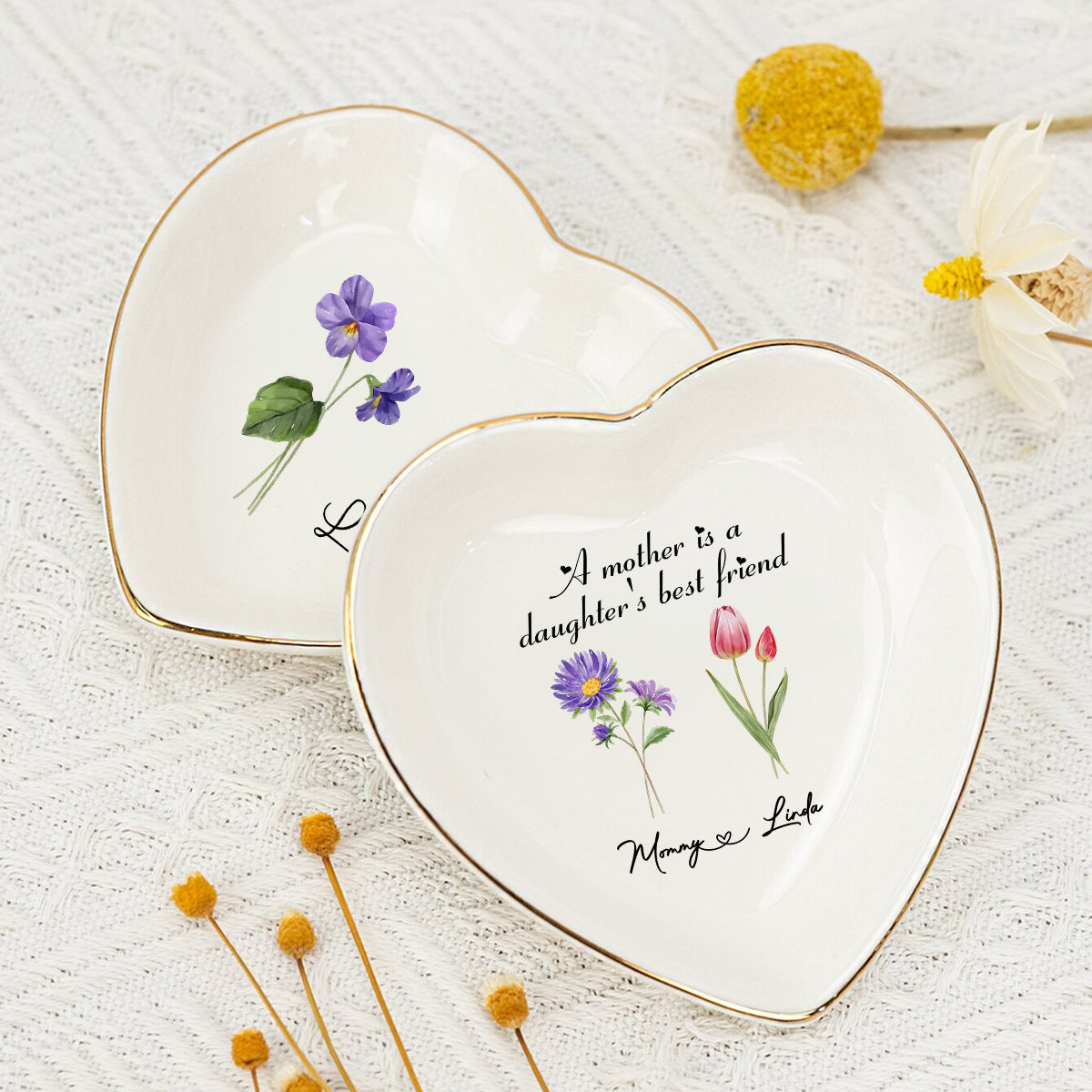 Daughter And Mother Are Best Friend - Personalized Custom Jewelry Dish