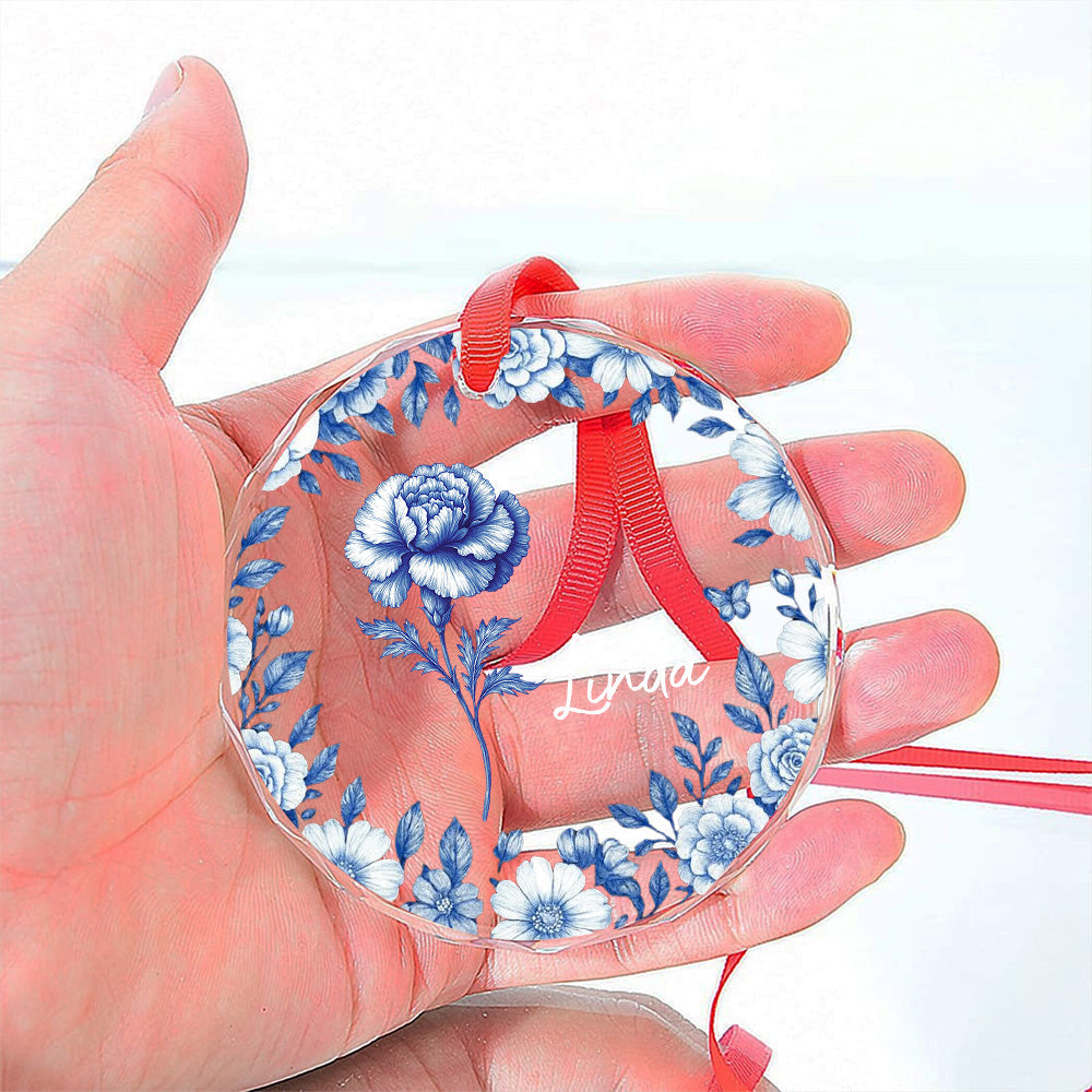 Friends Are Flowers That Never Fade Toile - Personalized Custom Glass Ornament