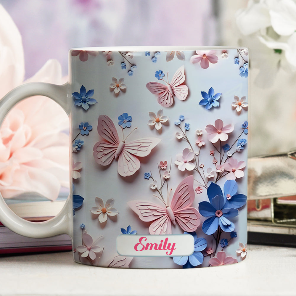 Butterfly With Flower - Personalized Custom 3D Inflated Effect Mug
