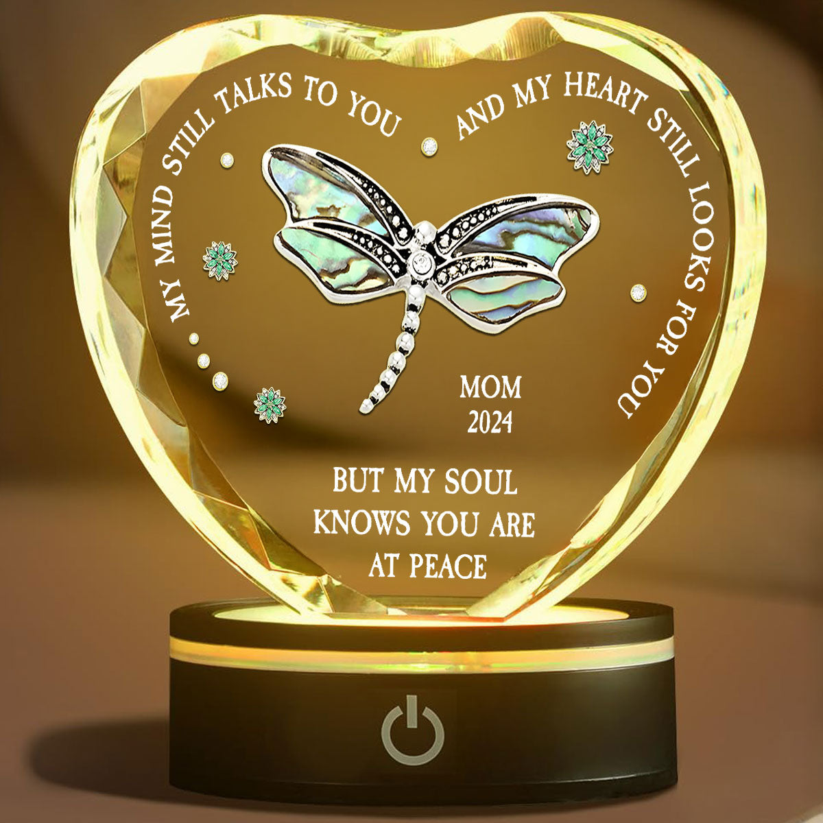 Dragonfly My Mind My Heart My Soul - Personalized Custom Crystal Led Light