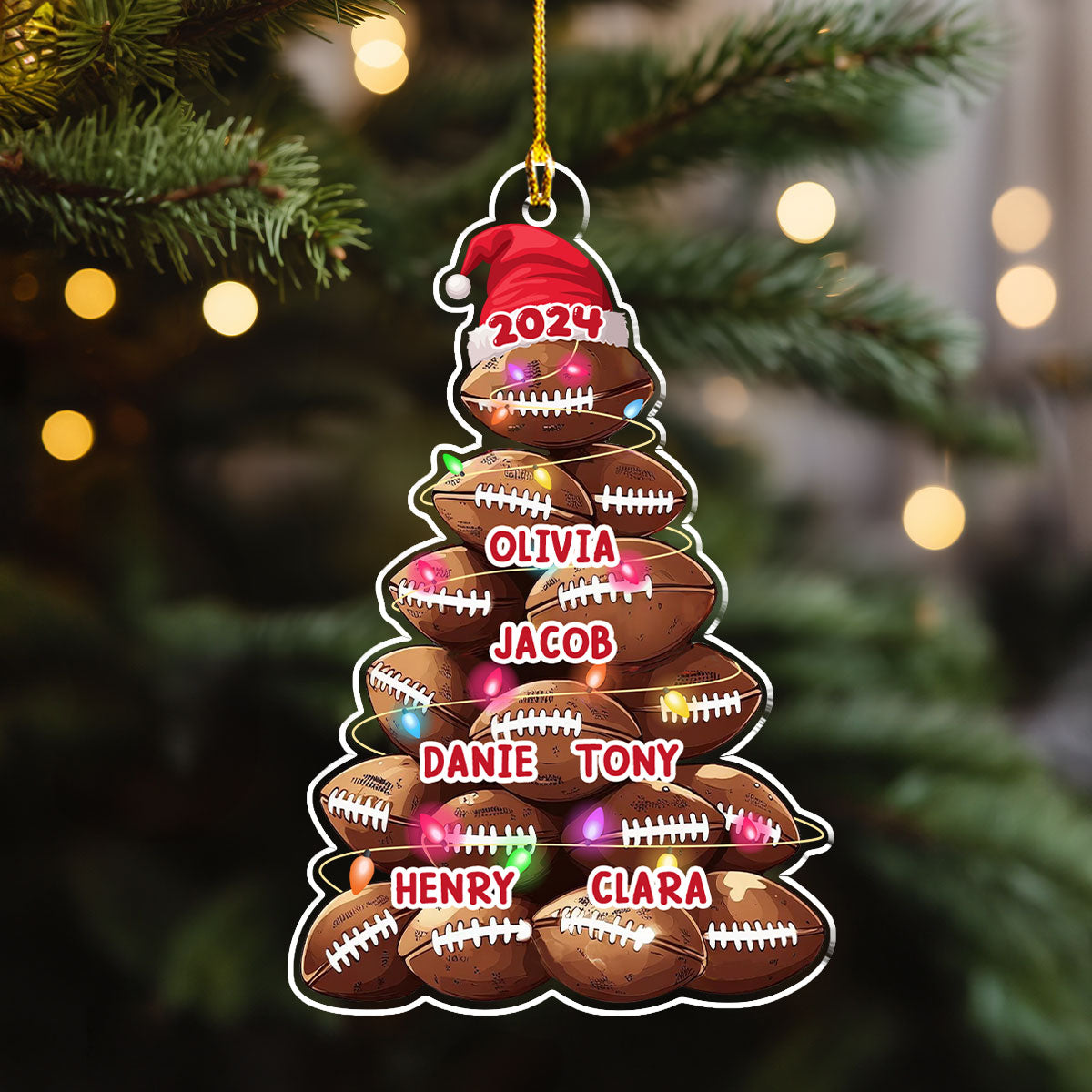 Family Football Team Christmas - Personalized Custom Acrylic Ornament