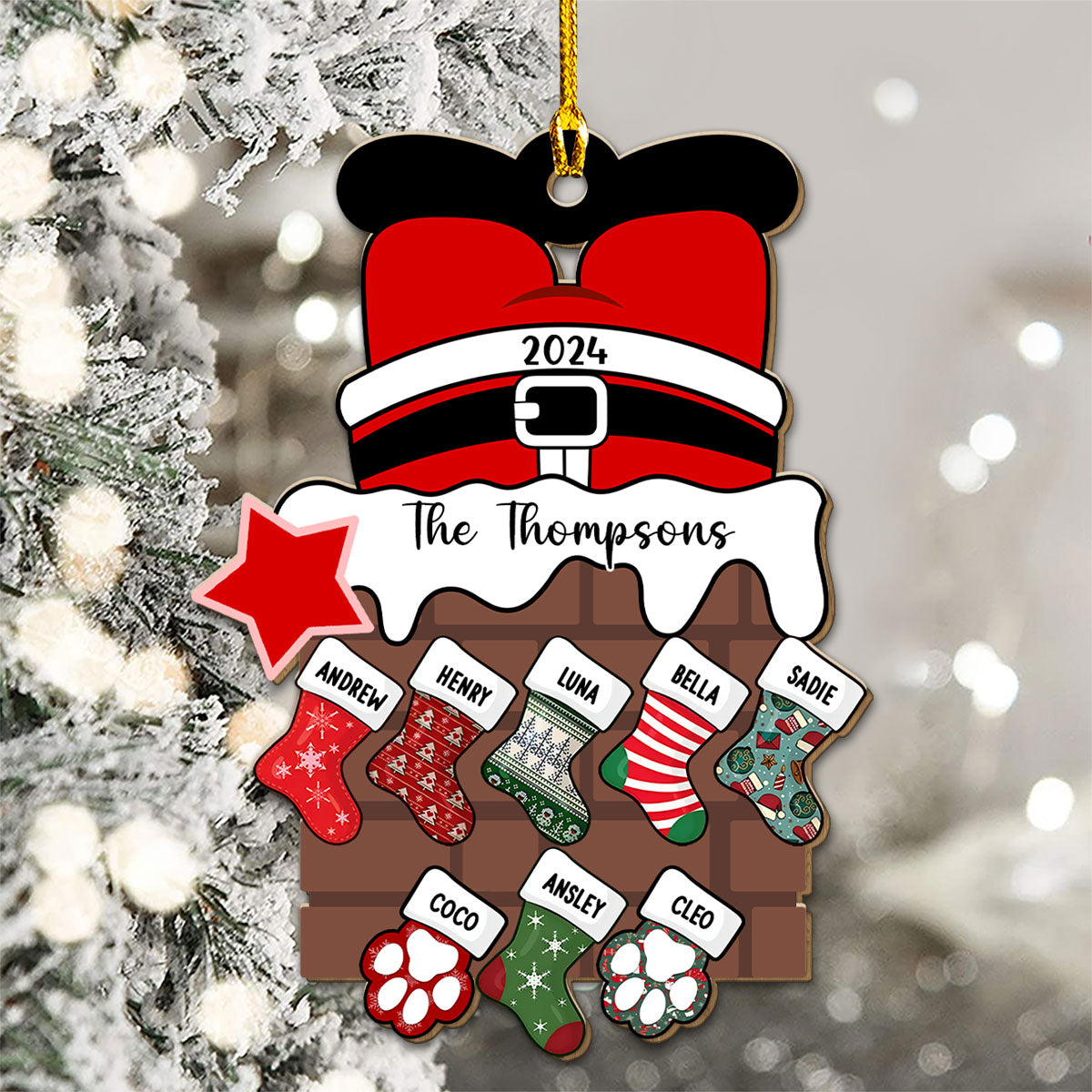 Santa Brings Gift To Us - Personalized Custom Wood Ornament