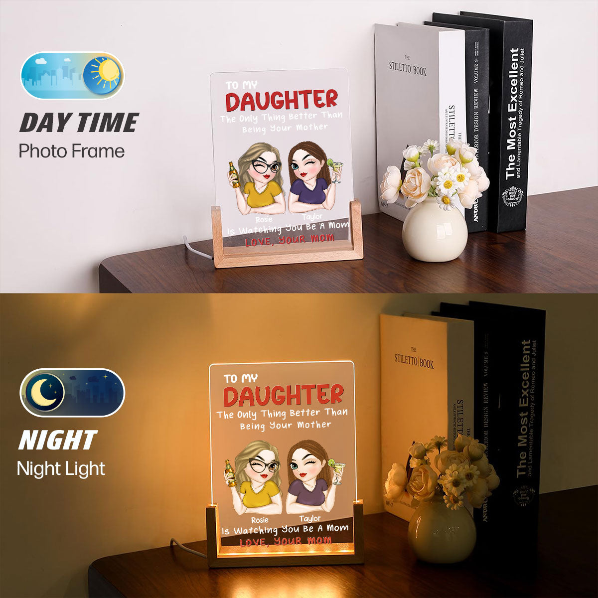 Lovely Daughter - Personalized Custom Plaque With Walnut Base